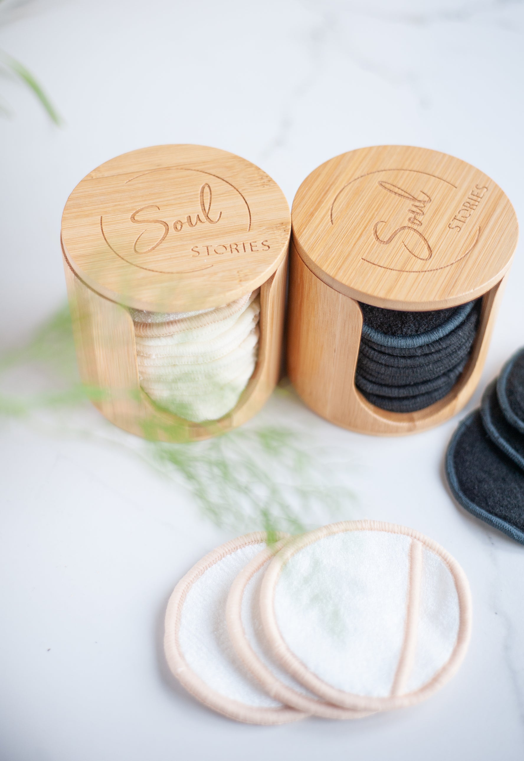 Reusable cotton pads in bamboo holder