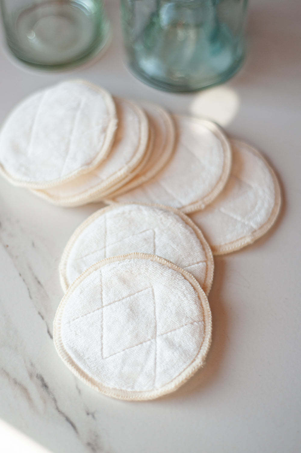 Reusable cotton pads in bamboo holder