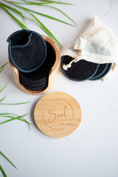 Reusable cotton pads in bamboo holder